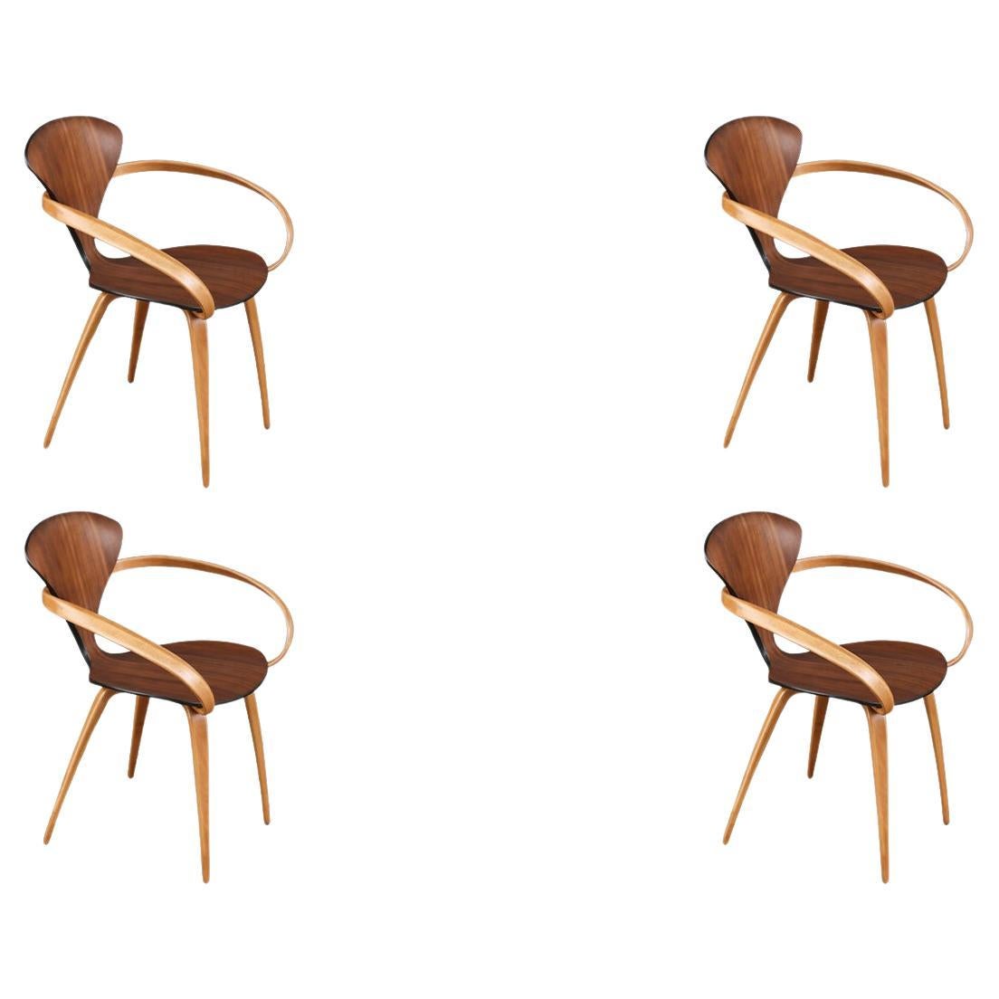 Expertisch restauriert – 4er-Set „Pretzel“-Sessel von Norman Cherner für Plycraft im Angebot