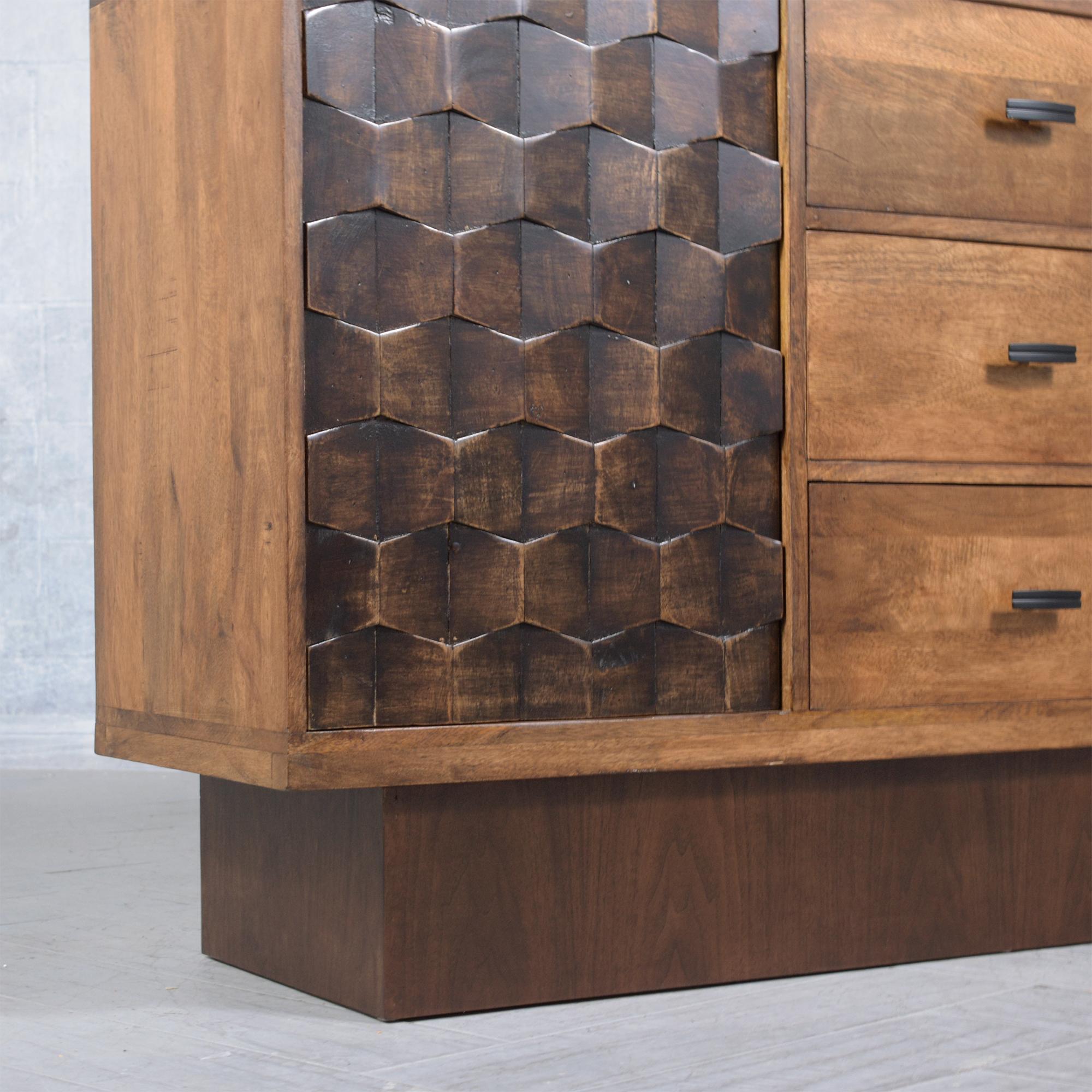 Solid Teak Wood Credenza: An Epitome of Craftsmanship & Elegance For Sale 3