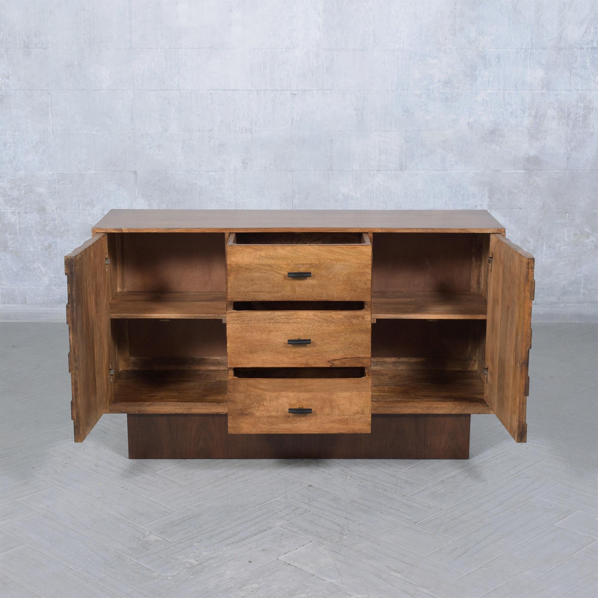 Solid Teak Wood Credenza: An Epitome of Craftsmanship & Elegance For Sale 7