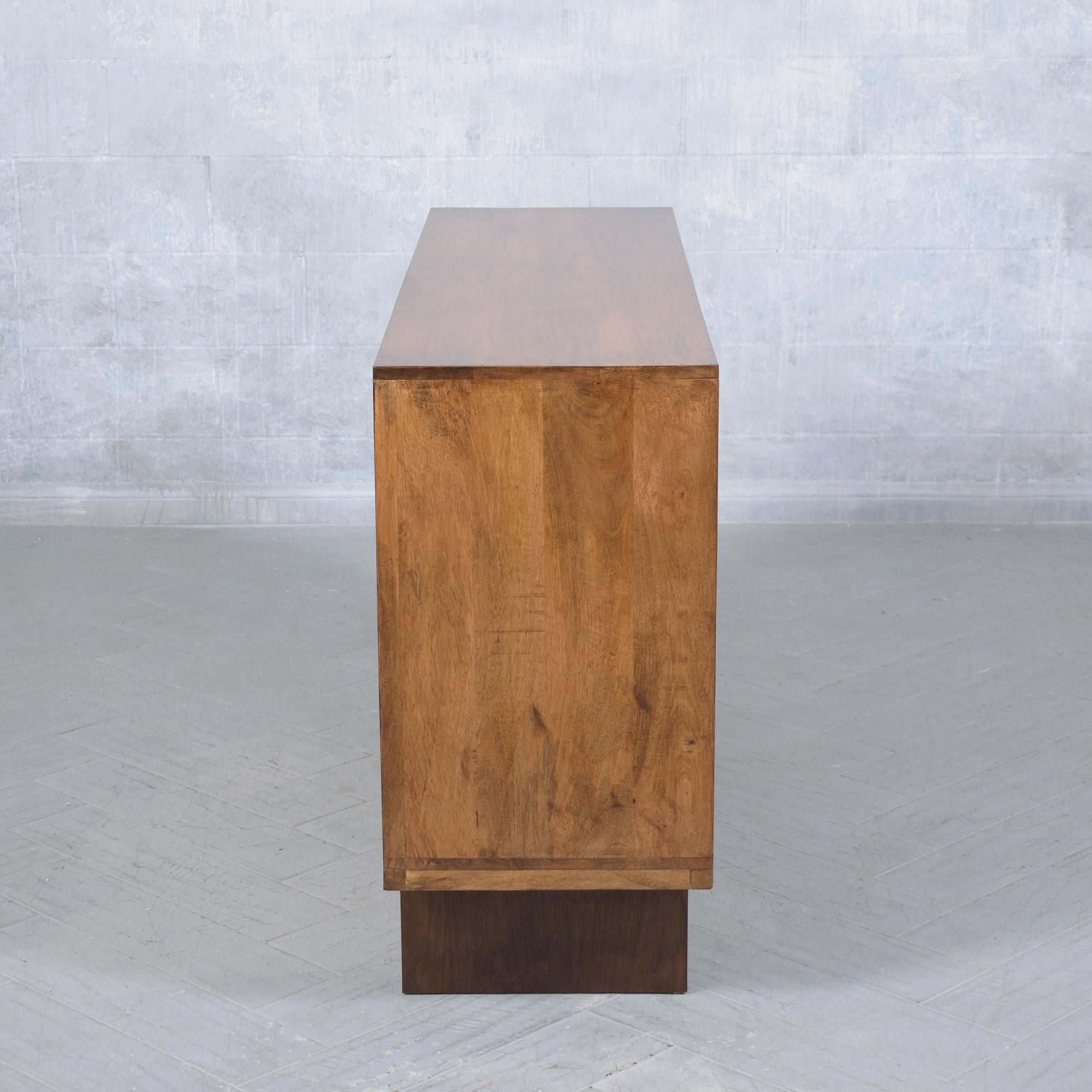 Contemporary Solid Teak Wood Credenza: An Epitome of Craftsmanship & Elegance For Sale