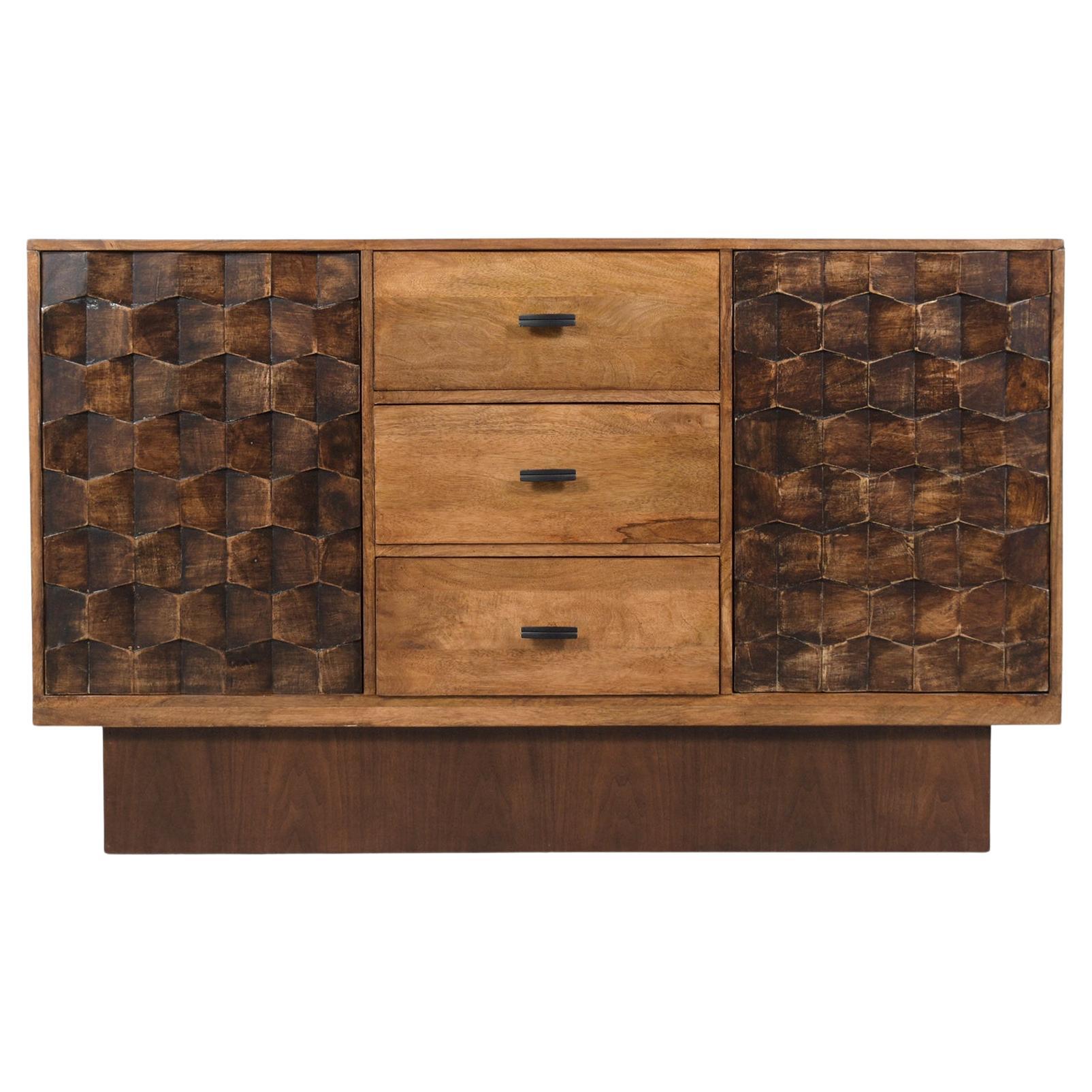 Solid Teak Wood Credenza: An Epitome of Craftsmanship & Elegance For Sale