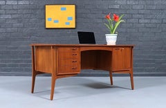 Expertly Restored-Svend A. Madsen Floating Teak Desk w/ Bookcase for H.P. Hansen