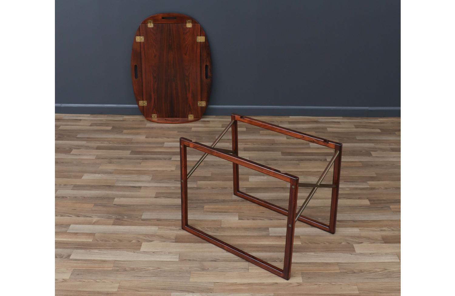 Expertly Restored - Svend Langkilde Rosewood & Brass Removable Tray Table For Sale 7
