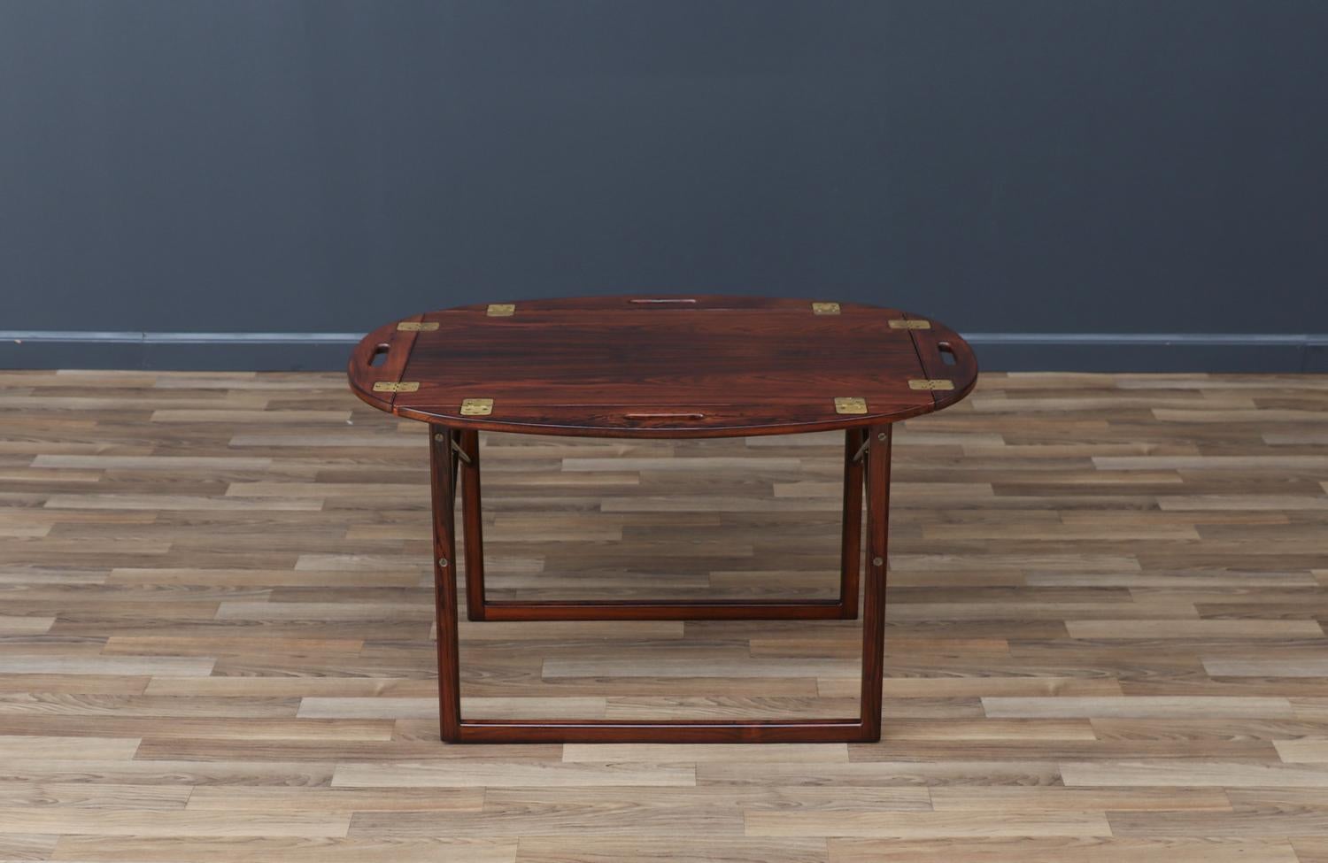 Danish Expertly Restored - Svend Langkilde Rosewood & Brass Removable Tray Table For Sale