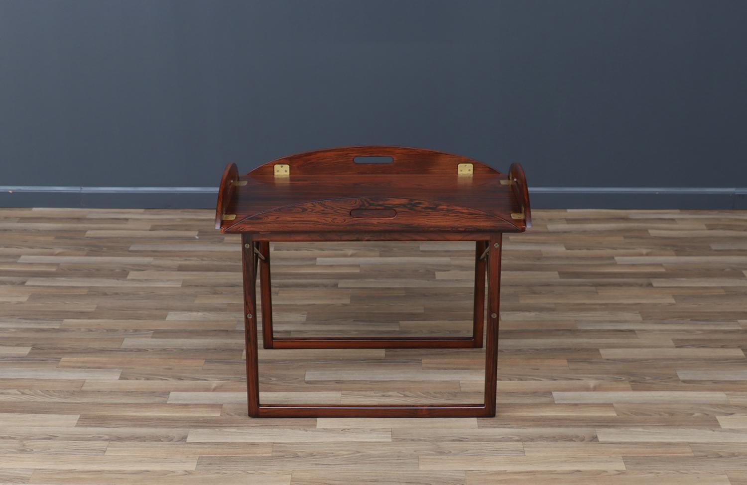 Patinated Expertly Restored - Svend Langkilde Rosewood & Brass Removable Tray Table For Sale