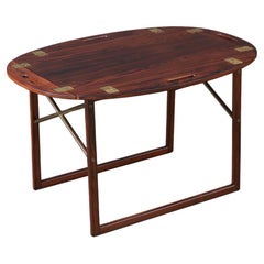 Table à plateau amovible Svend Langkilde en bois de rose et laiton restaurée de manière experte