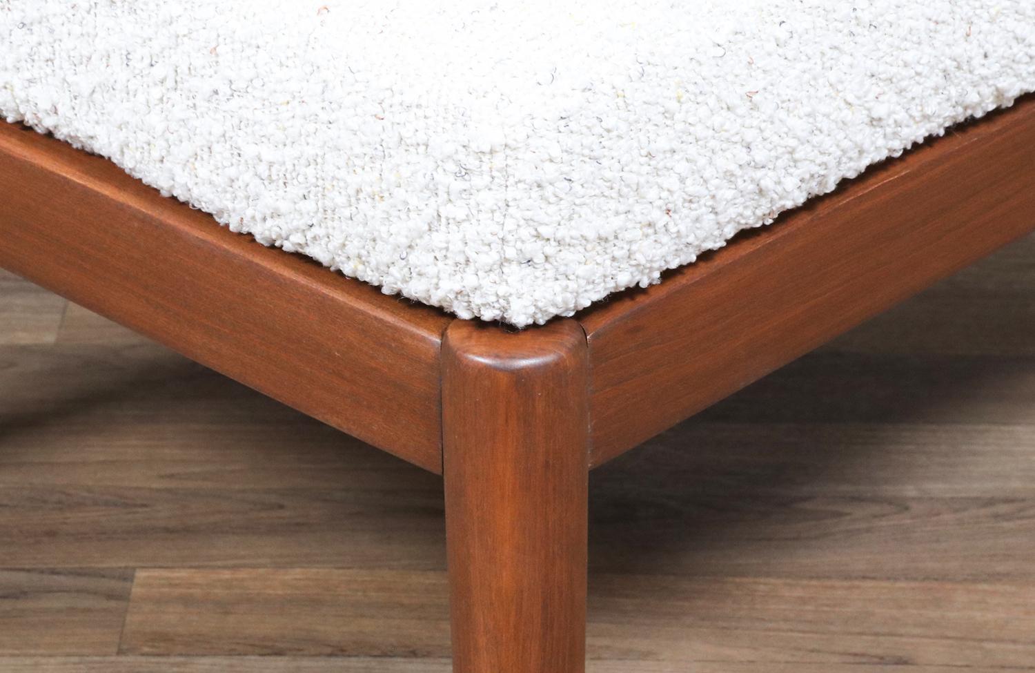 Expertly Restored-Swedish Modern Boucle & Leather Stool by Folke Ohlsson for Dux For Sale 2