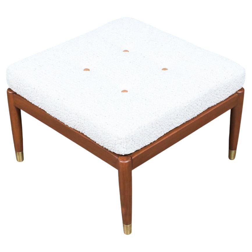 Expertly Restored-Swedish Modern Boucle 
Leather Stool by Folke Ohlsson for Dux For Sale