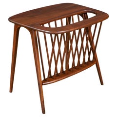 Restaurada por expertos - Mesa auxiliar vintage Arthur Umanoff con estante para revistas