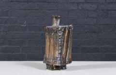 Vintage Brutalist Glaze Ceramic Pottery Sculpture, Signed DeVoe