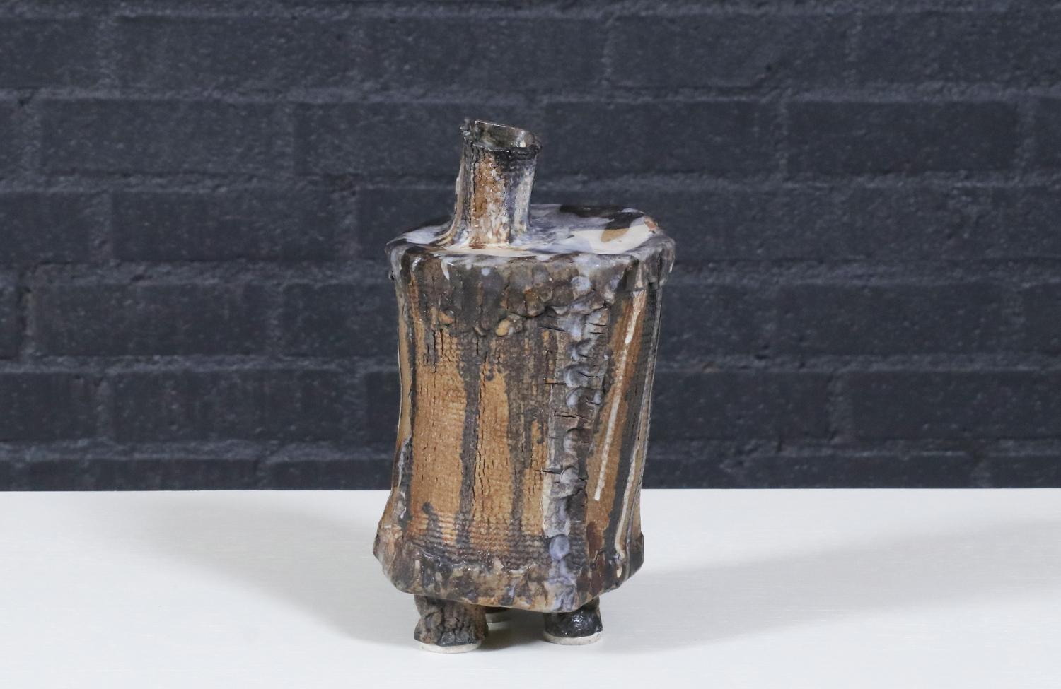 Smaltato Restaurata con perizia - Scultura brutalista d'epoca in ceramica smaltata, firmata DeVoe in vendita