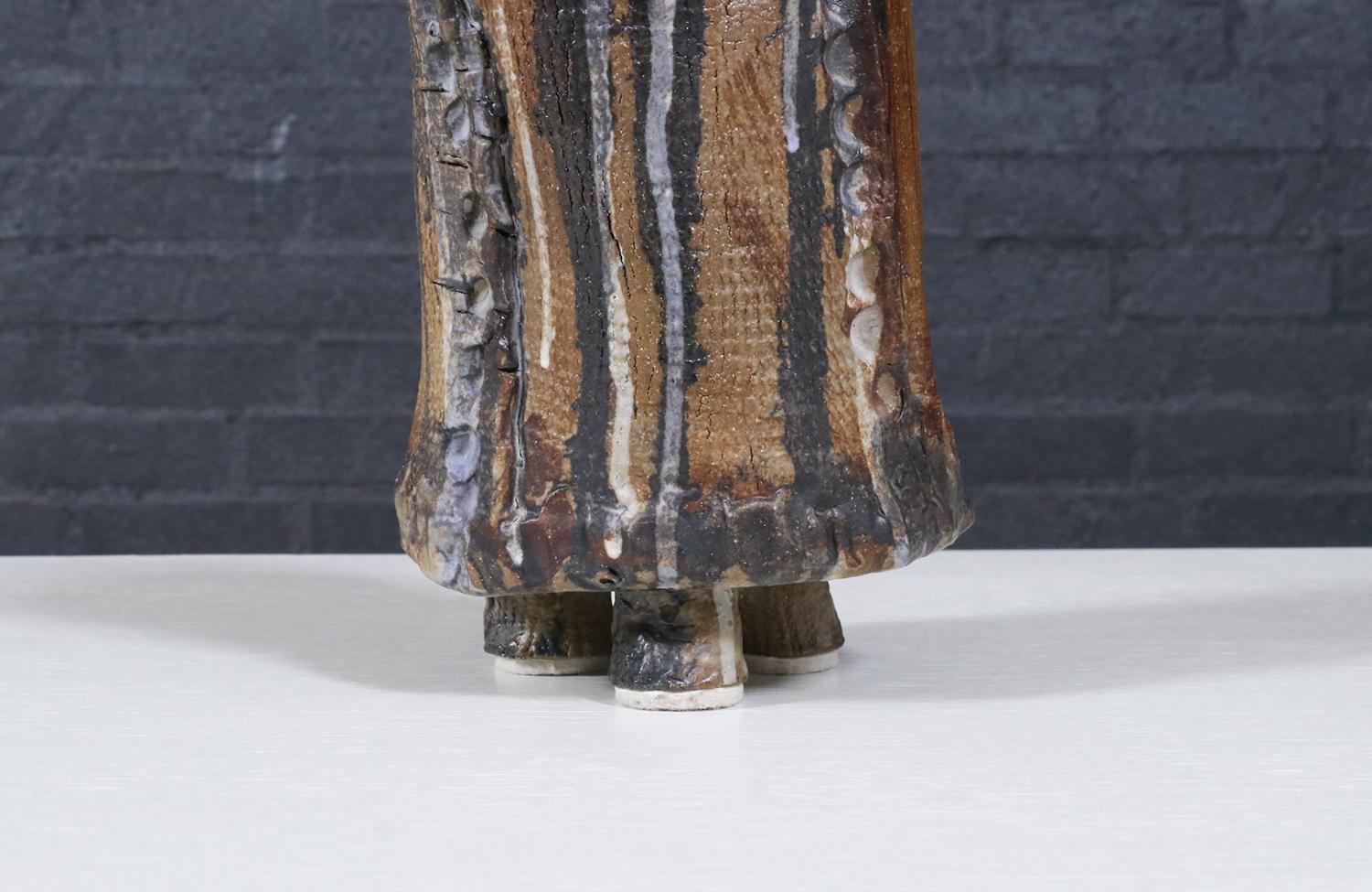 Restaurata con perizia - Scultura brutalista d'epoca in ceramica smaltata, firmata DeVoe in vendita 1