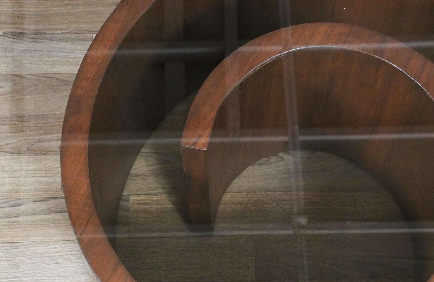 Expertly Restored - Vladimir Kagan “Snail” Walnut & Glass Coffee Table for Selig For Sale 4