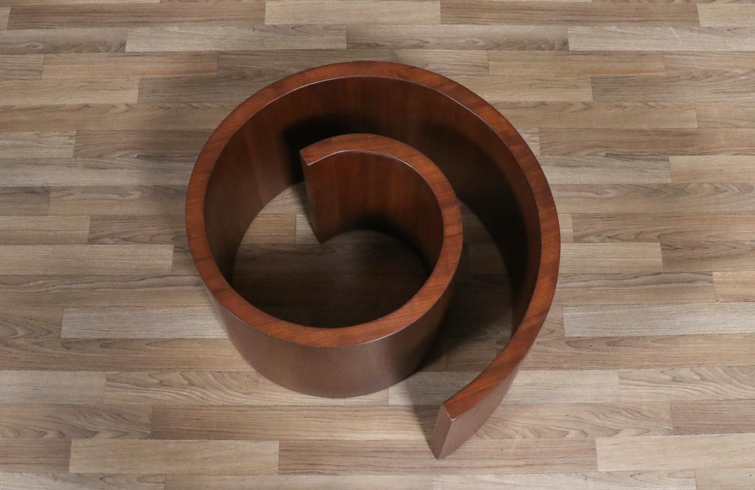 Expertly Restored - Vladimir Kagan “Snail” Walnut & Glass Coffee Table for Selig For Sale 1