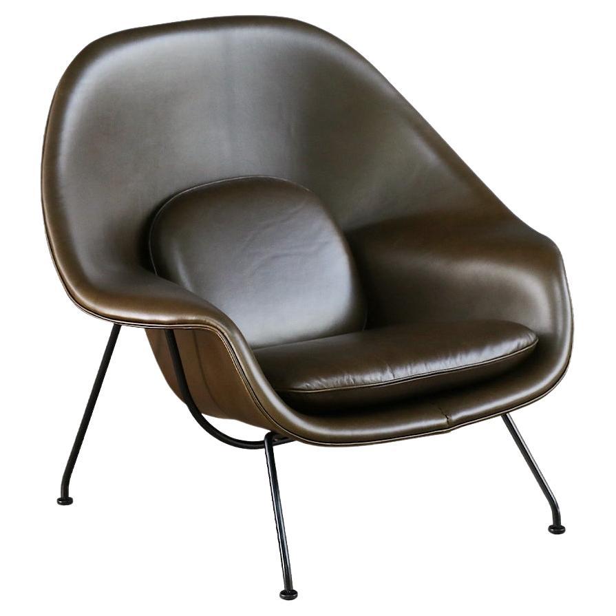 Expertly Restored - Eero Saarinen “Womb” Forest Green Leather Chair for Knoll