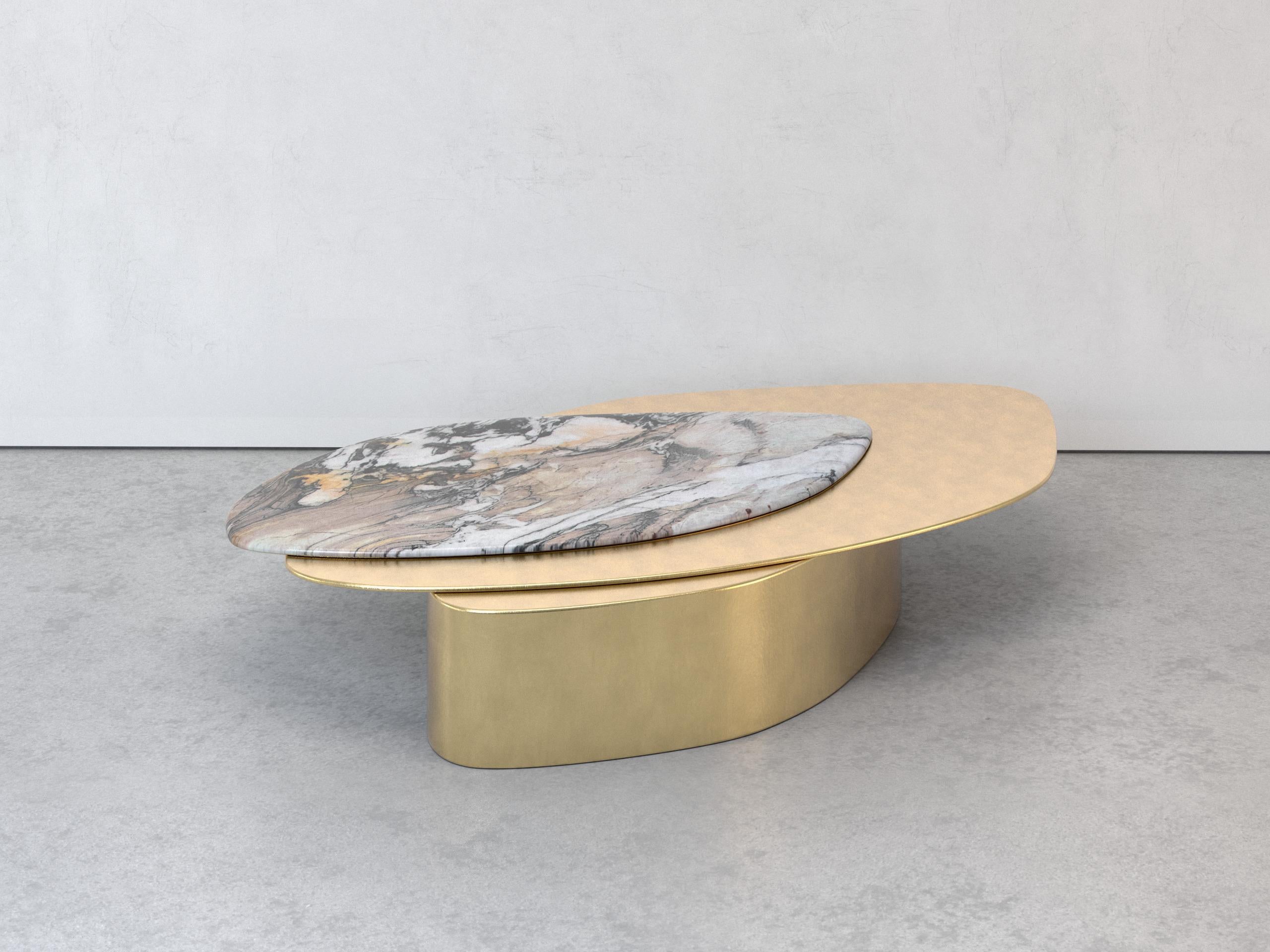 Table basse Explore I en pierre, laiton et verre en édition limitée Grzegorz Majka en vente 7