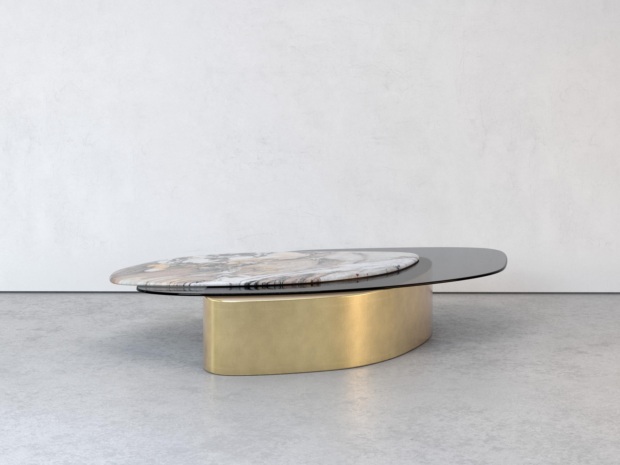 Table basse Explore I en pierre, laiton et verre en édition limitée Grzegorz Majka en vente 8