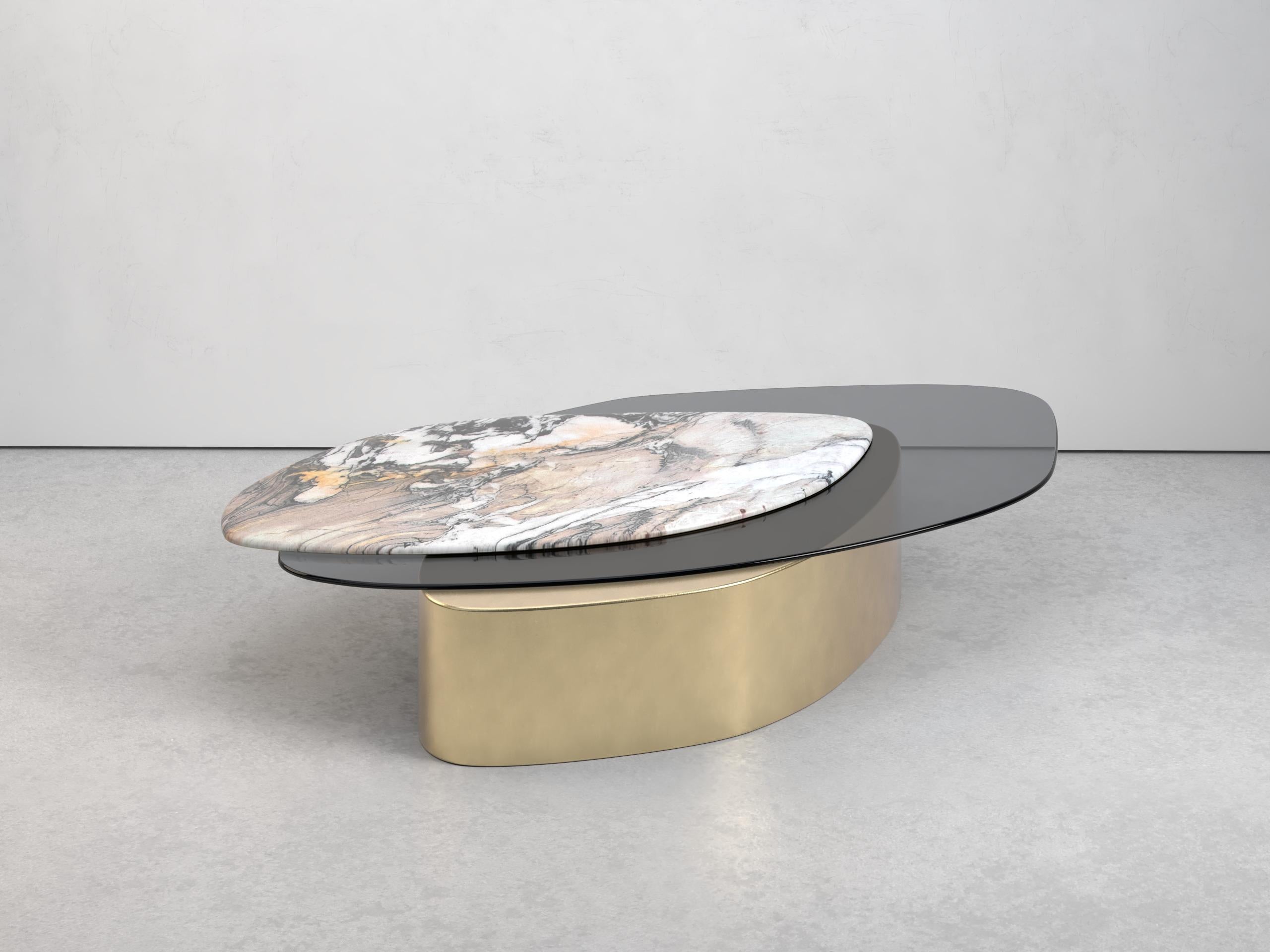 Table basse Explore I en pierre, laiton et verre en édition limitée Grzegorz Majka en vente 10