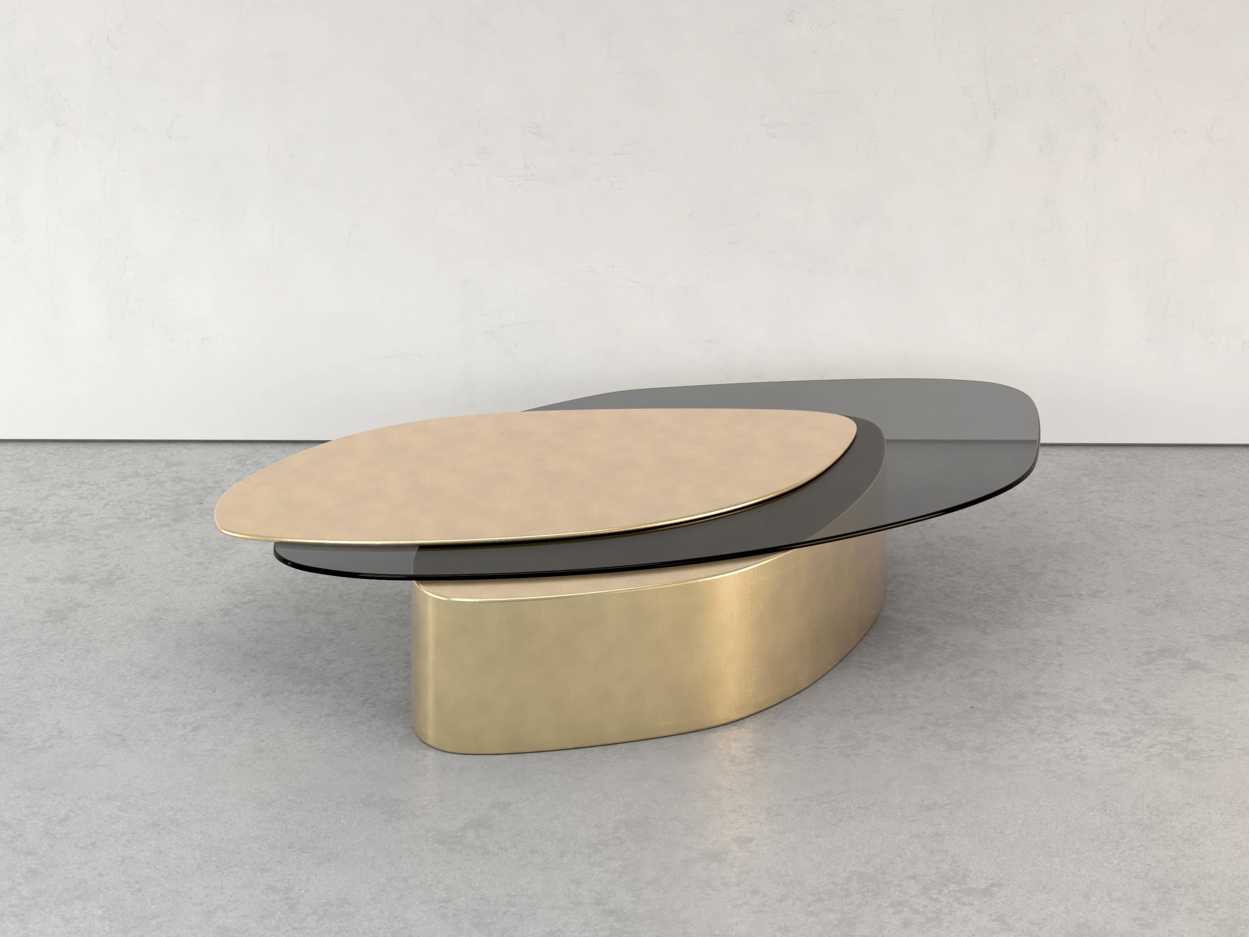 Table basse Explore I en pierre, laiton et verre en édition limitée Grzegorz Majka en vente 12