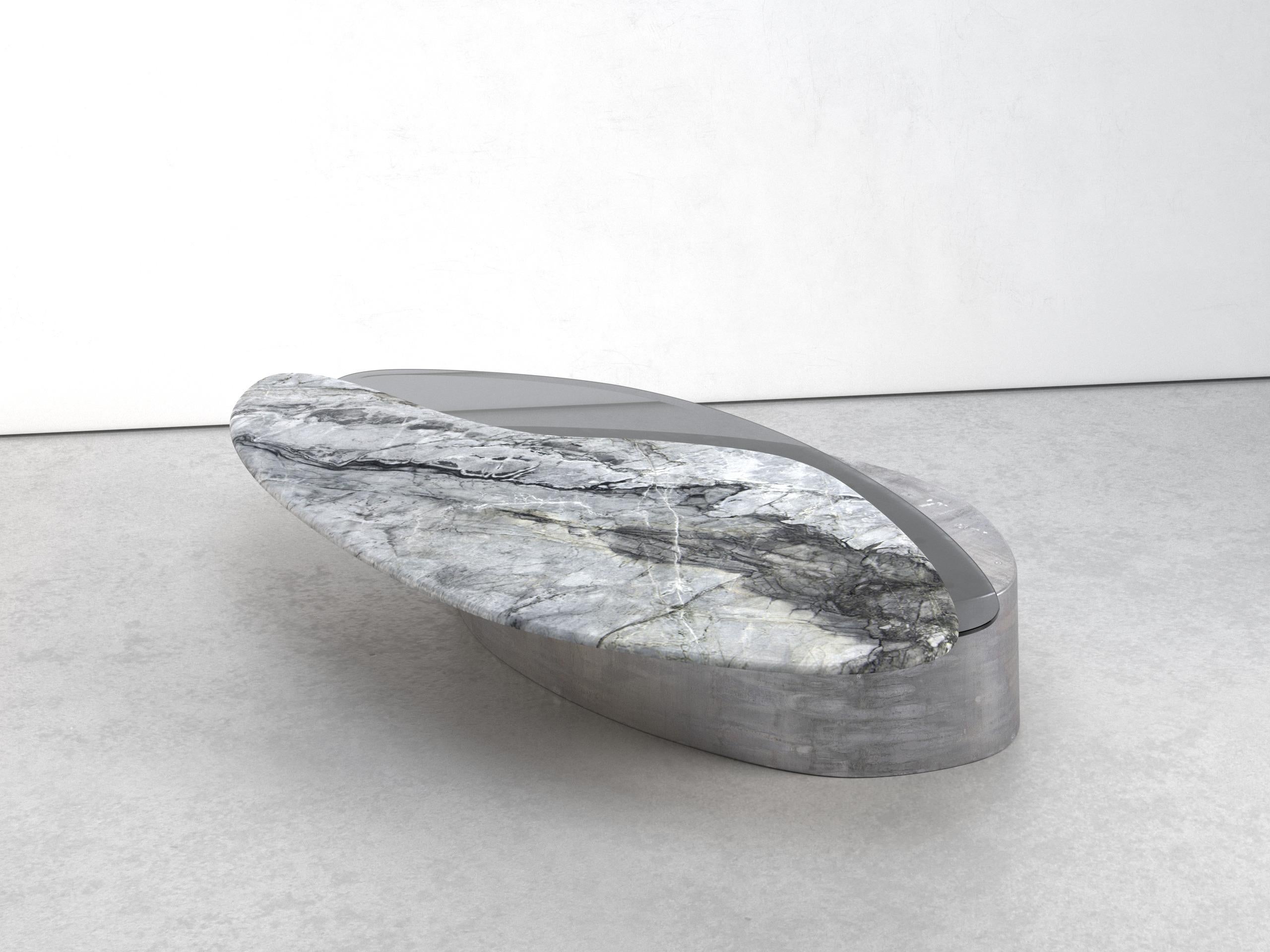 Table basse Explore II en pierre, acier et verre en édition limitée de Grzegorz Majka en vente 4