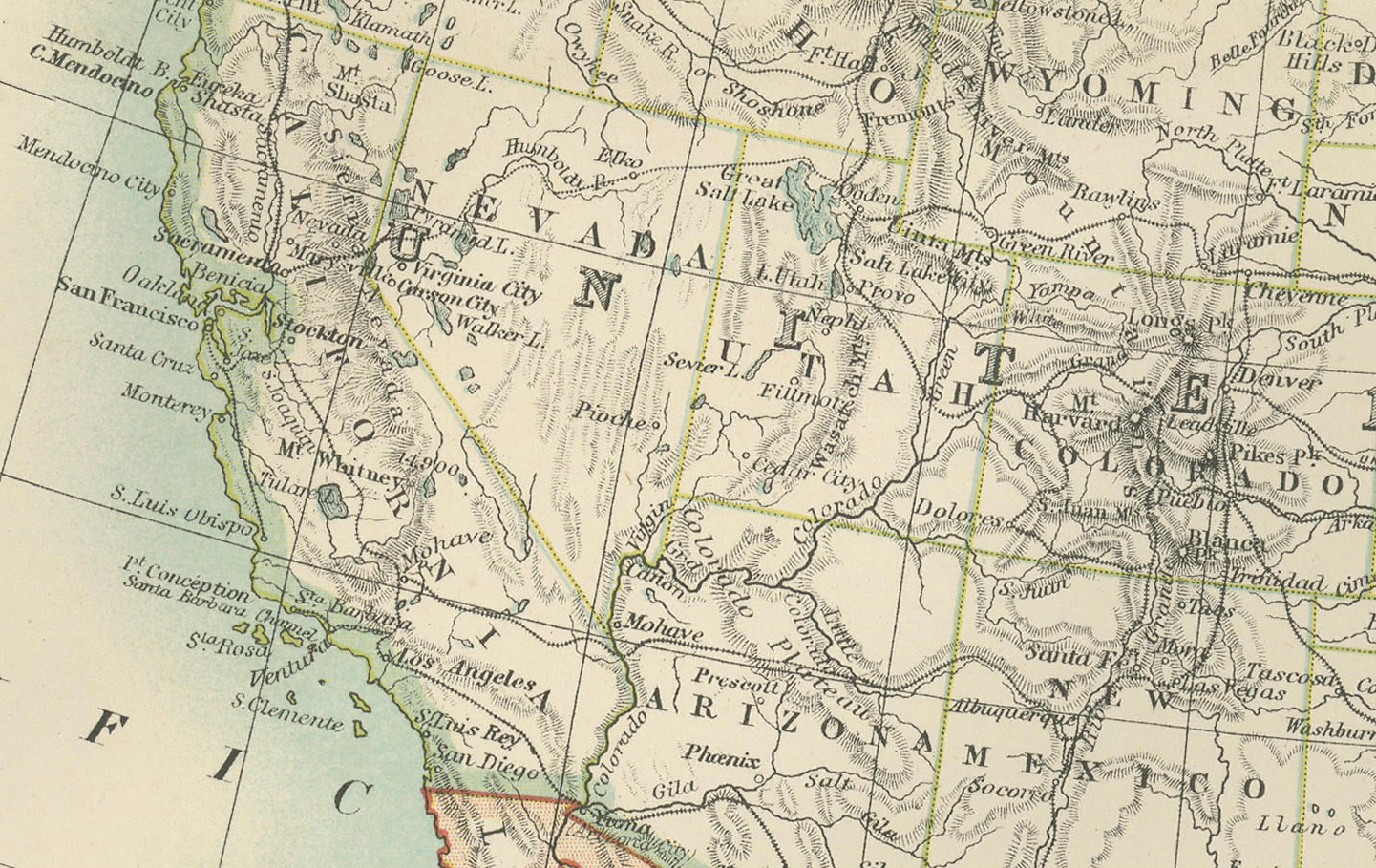 Explorez l'Amérique du Nord en 1903 - Carte ancienne très détaillée Bon état - En vente à Langweer, NL