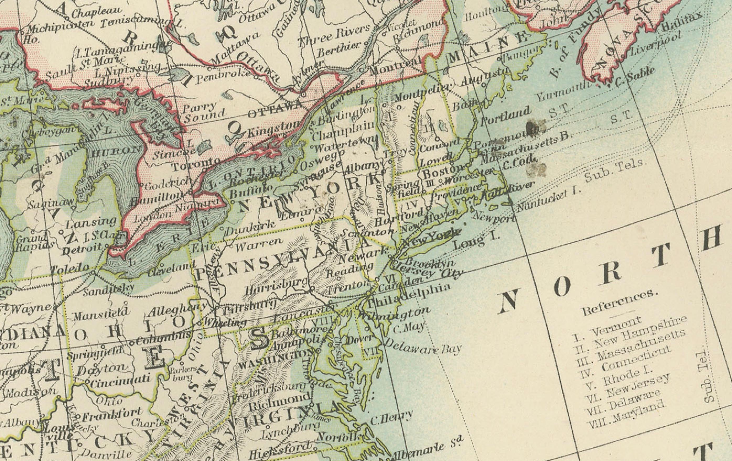 Papier Explorez l'Amérique du Nord en 1903 - Carte ancienne très détaillée en vente
