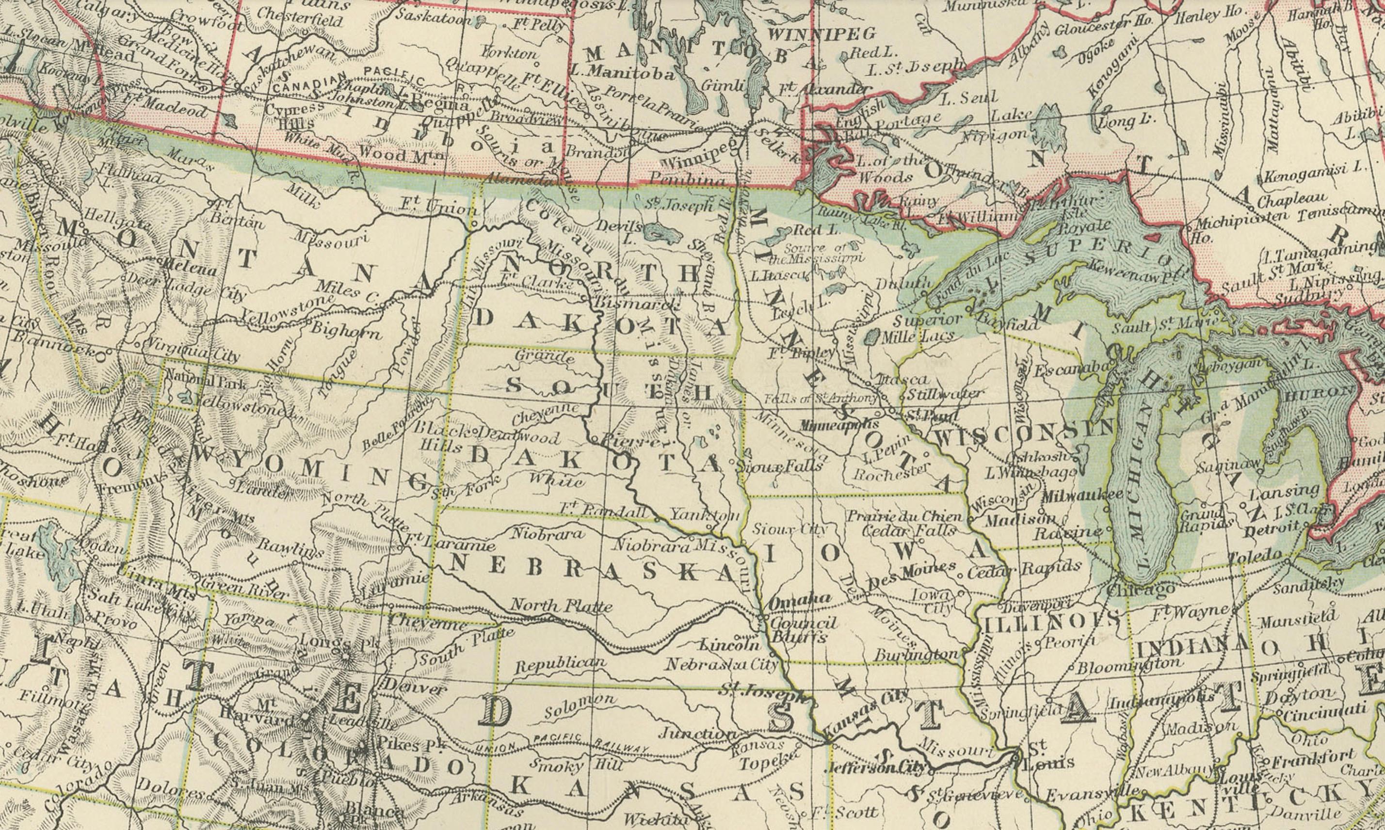 Explorez l'Amérique du Nord en 1903 - Carte ancienne très détaillée en vente 2
