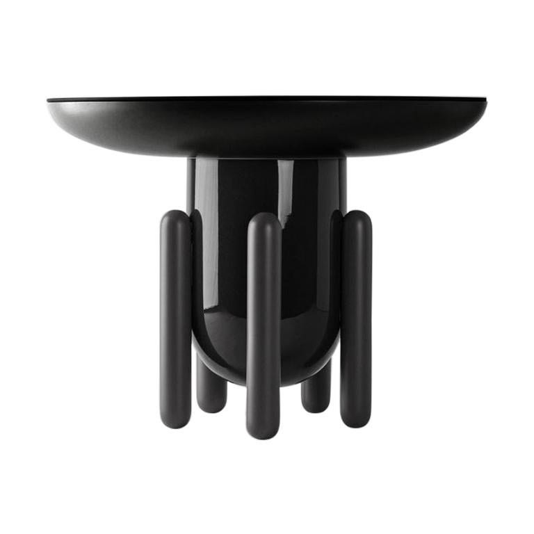 Contemporary Explorer side table, dark grey lacquered fibre glass by Jaime Hayon