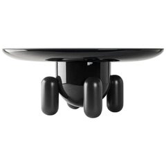 Explorer Table Dark Grey Lacquered Fibre Glass With Matte Body Glass Top Finish