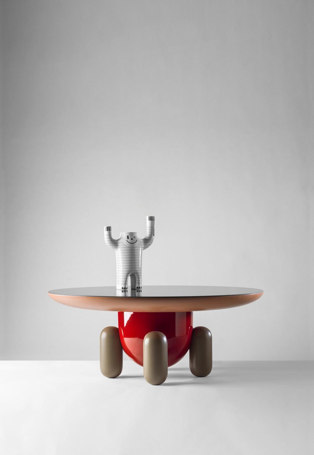 Espagnol Table basse ronde de Jaime Hayon, série « Explorer », en fibre de verre laqué rouge  en vente