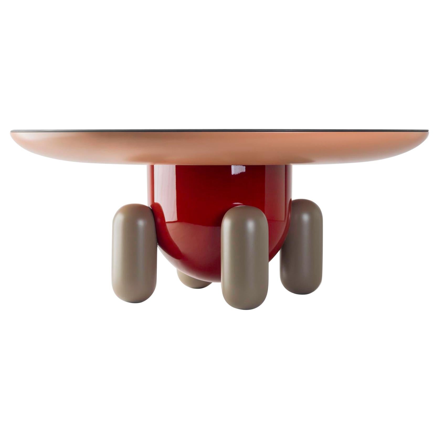 Round Coffee table by Jaime Hayon, "Explorer" series, red lacquered fibreglass  For Sale