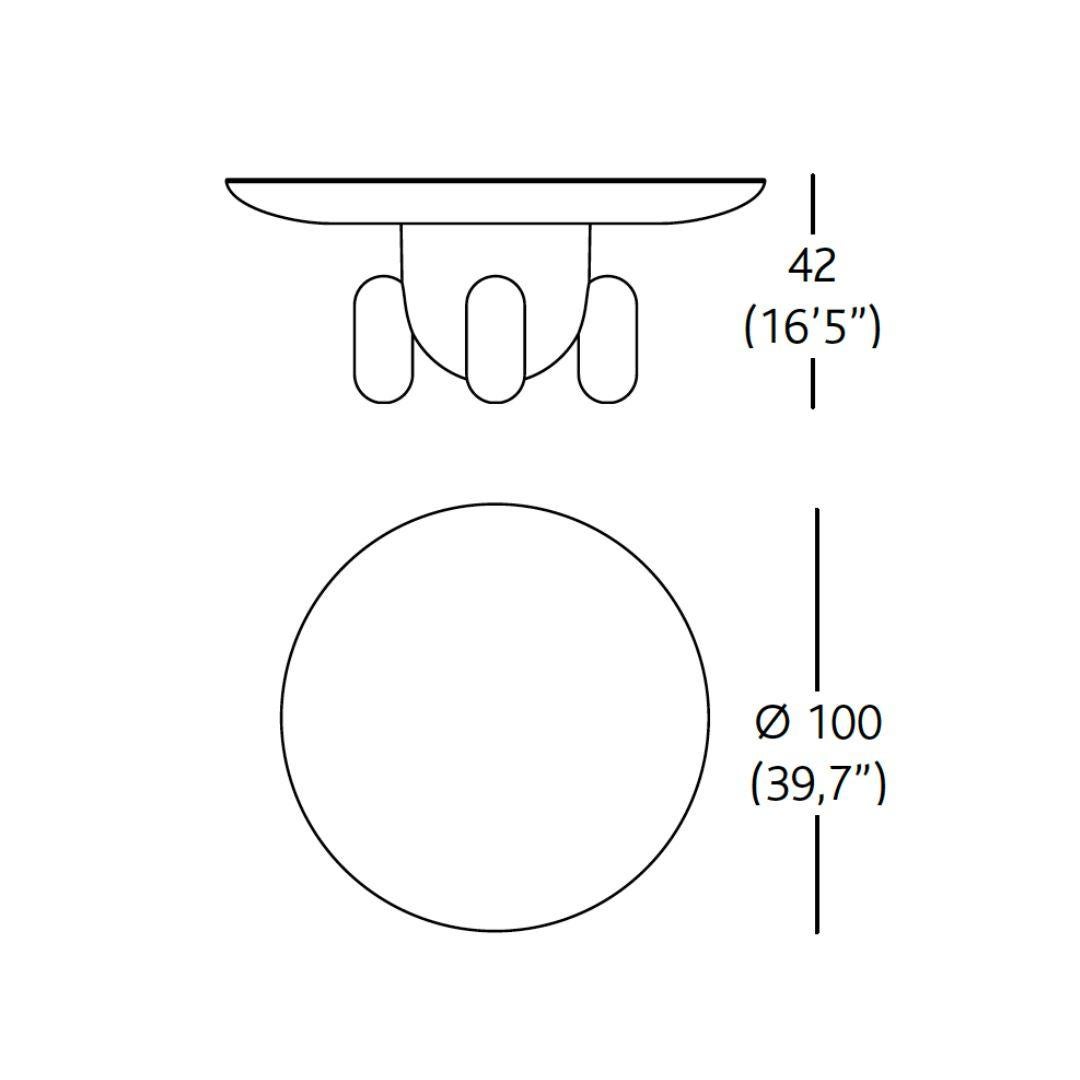 Explorer-Tisch aus dunkelgrau lackiertem Fiberglas mit matter Korpusglasplatte (Spanisch) im Angebot