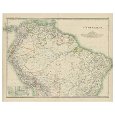 Exploring South America's North: Antique Map from the Royal Atlas of 1909