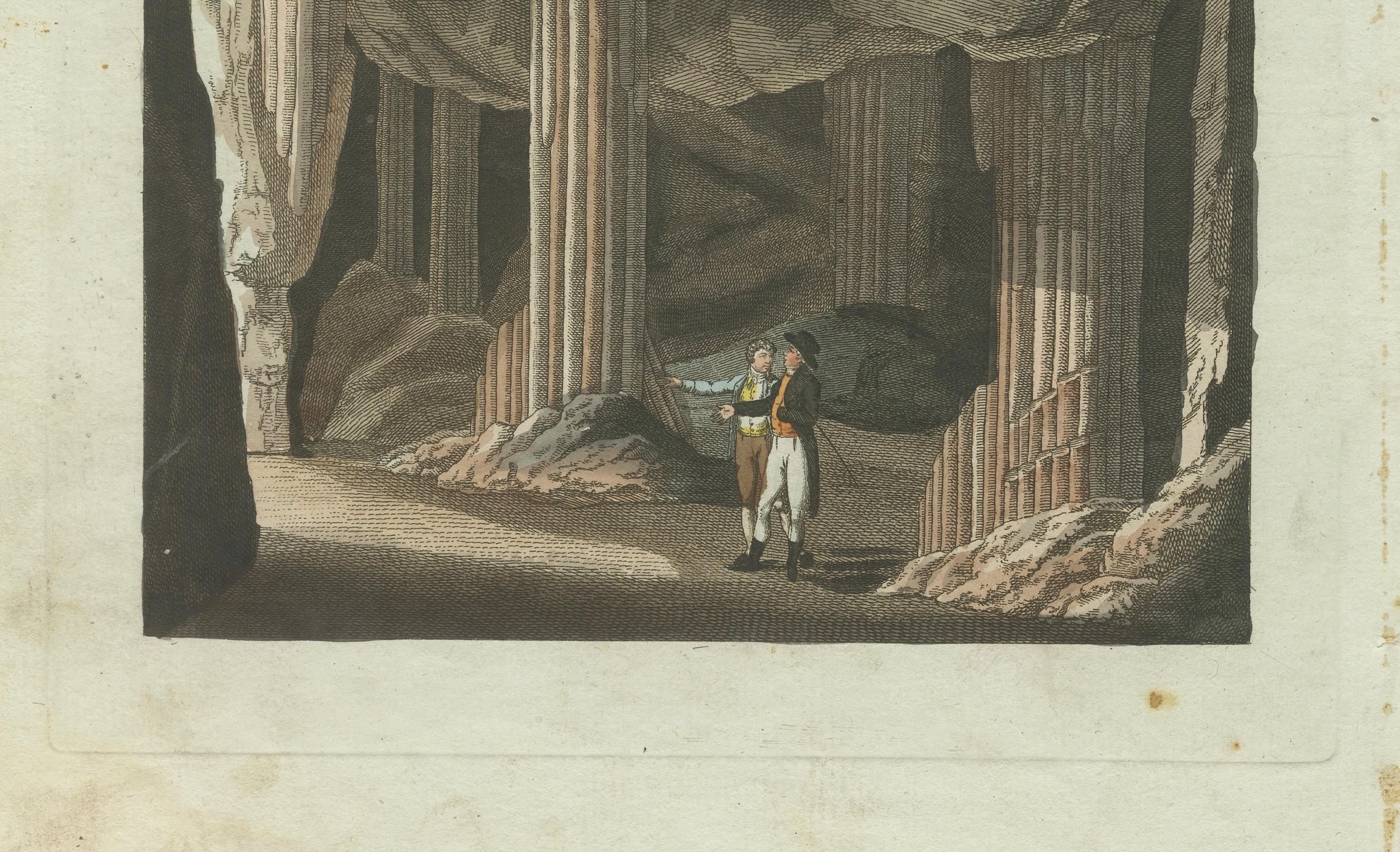 Erkundung der Stalactit-Kavernen in der Nähe von Slains: Ein natürliches Wunder Schottlands, 1798 (Graviert) im Angebot