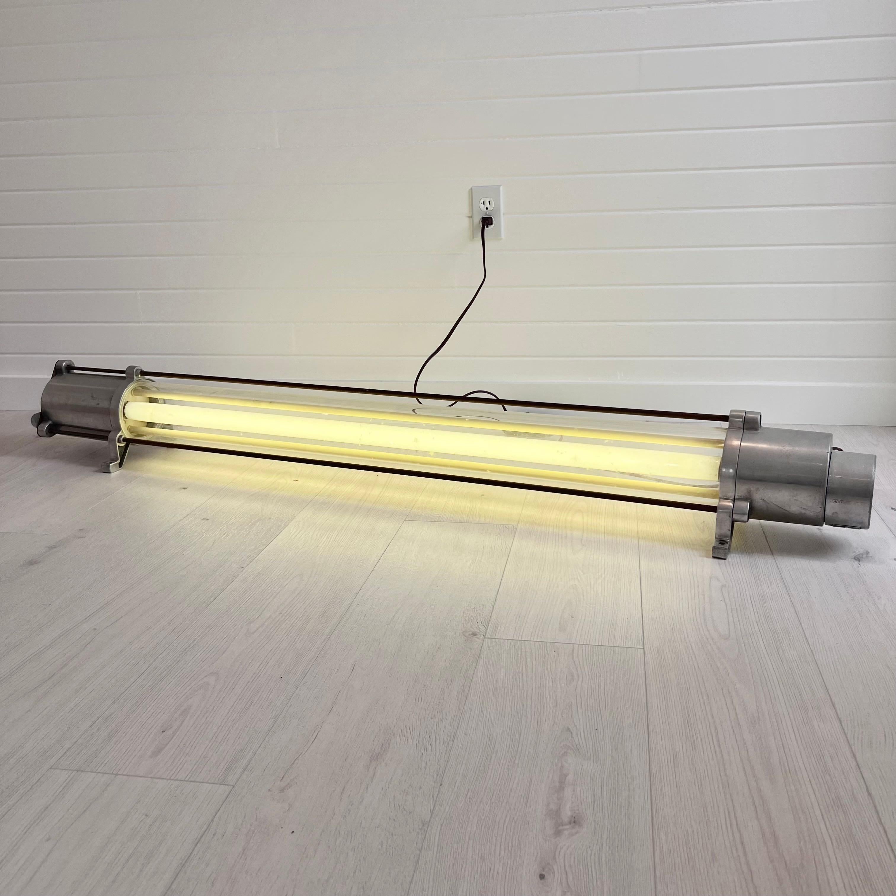 Incredible 1970s explosion proof mining lamp from Germany. To meet the criteria for the explosion proof rating, an enclosure must be able to contain any explosion originating within its housing and prevent sparks from within its housing from