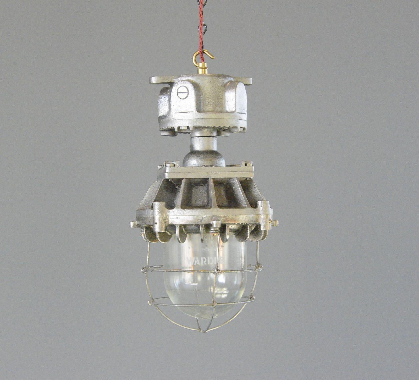 Explosion Proof Pendant Lights by Wardle, circa 1930s In Good Condition For Sale In Gloucester, GB