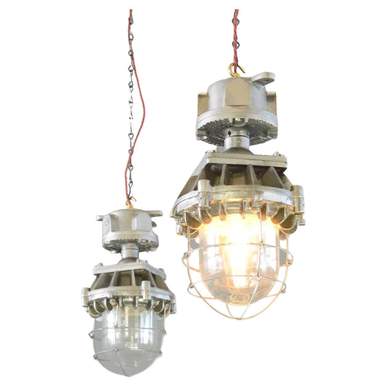Explosion Proof Pendant Lights by Wardle, circa 1930s For Sale