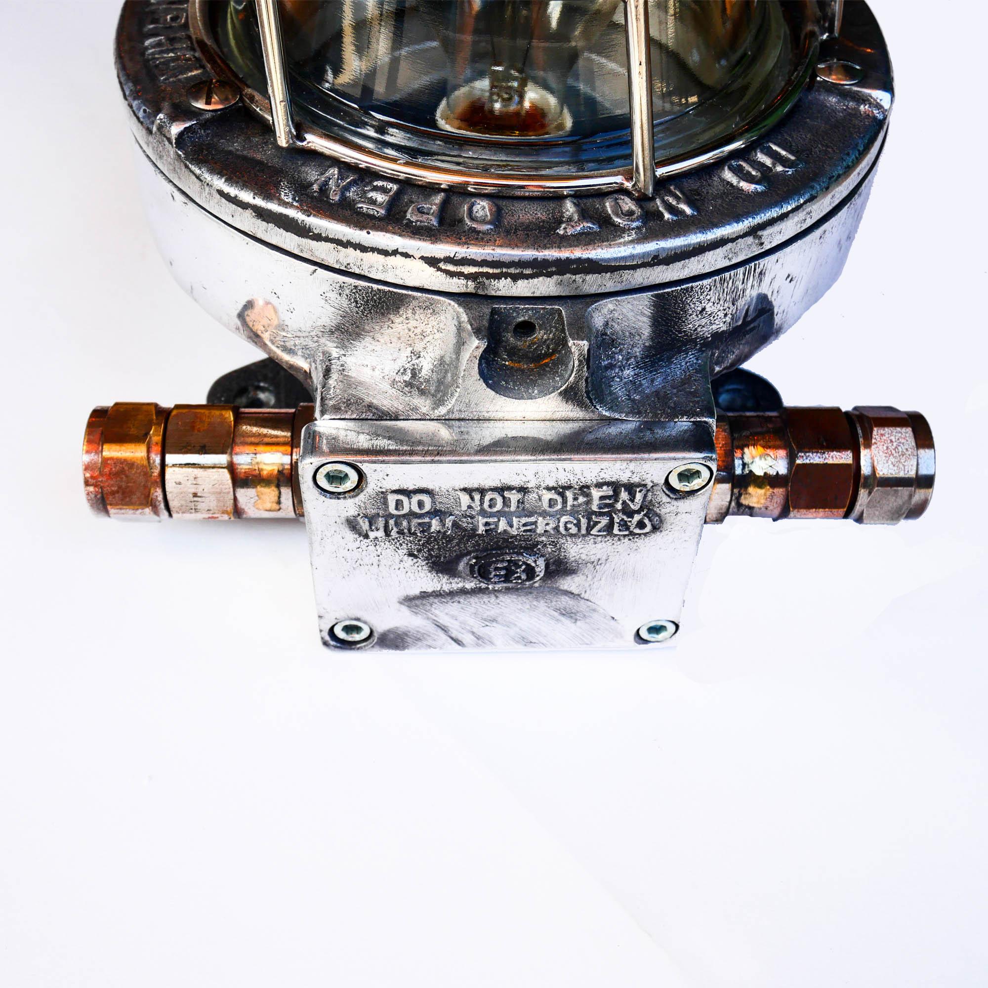 Polished Explosion Proof Wall Light, USA, circa 1960-1969