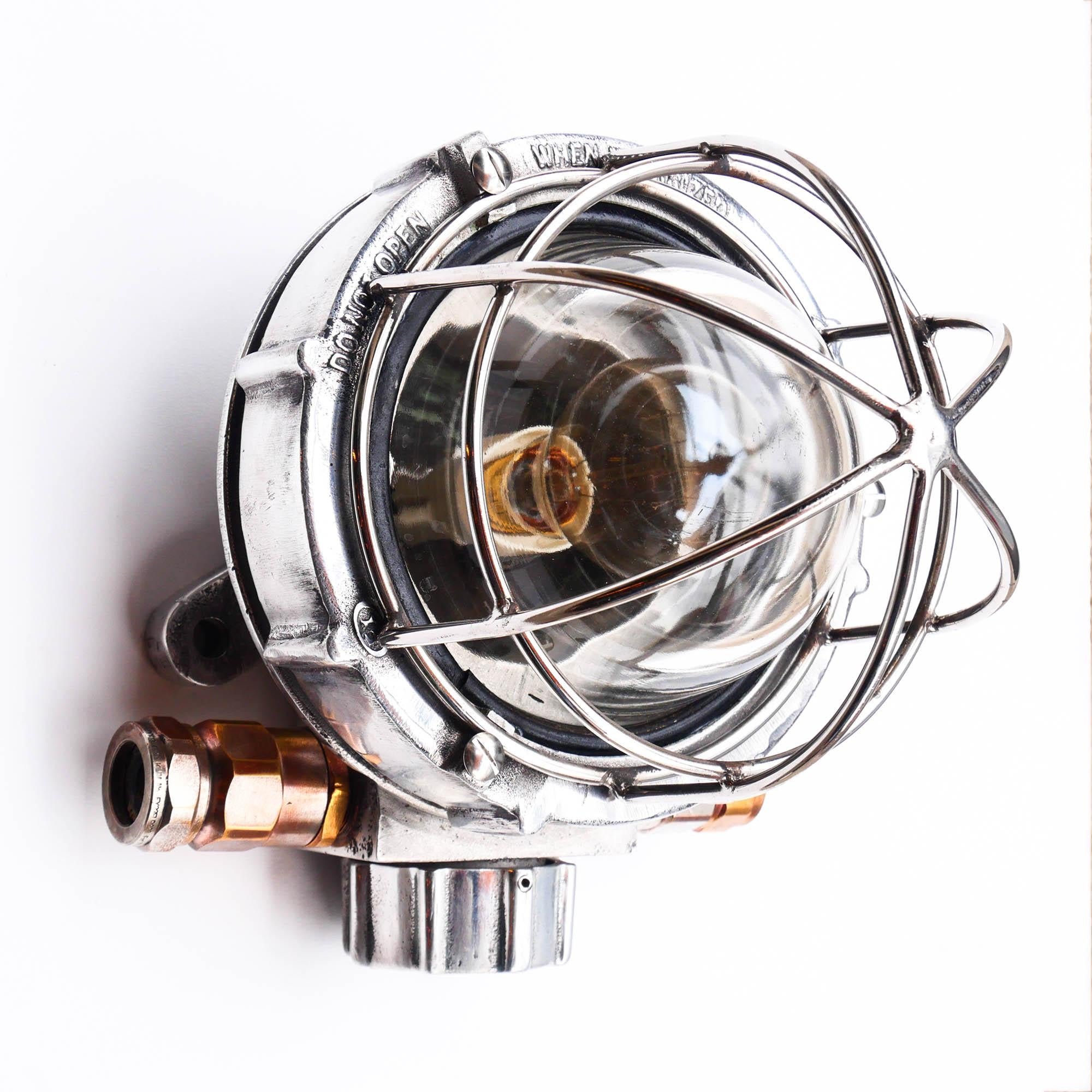 Polished Explosion Proof Wall Light, USA, circa 1960-1969