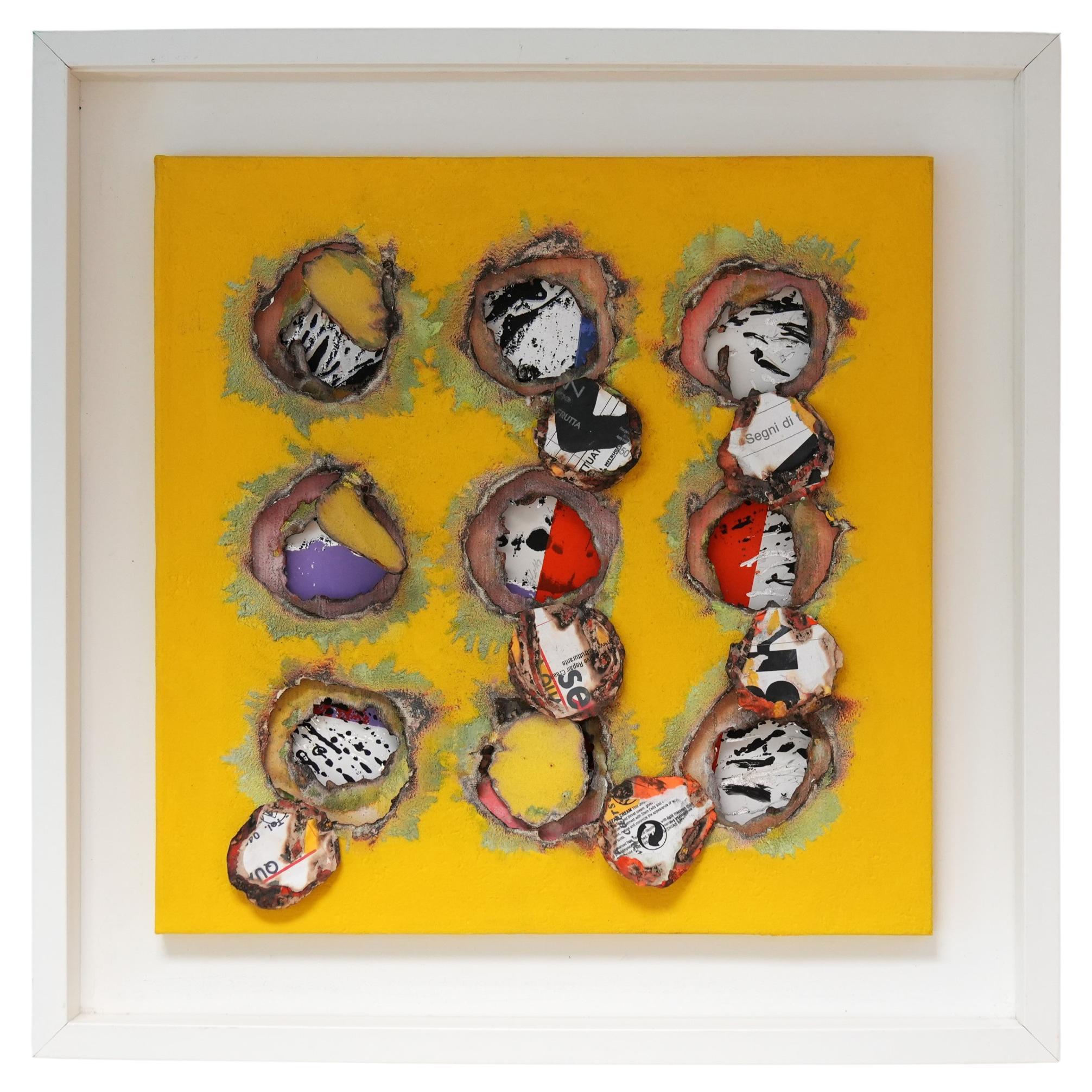 Creatividad explosiva: Guido Coletti Firmado 1970s/80s Gunpowder & Mixed Media Art
