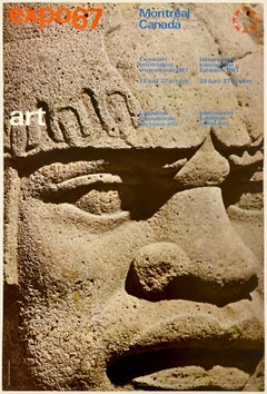 EXPO 67 MONTREAL ART Original Vintage Travel World's Fair Poster Olmec Head