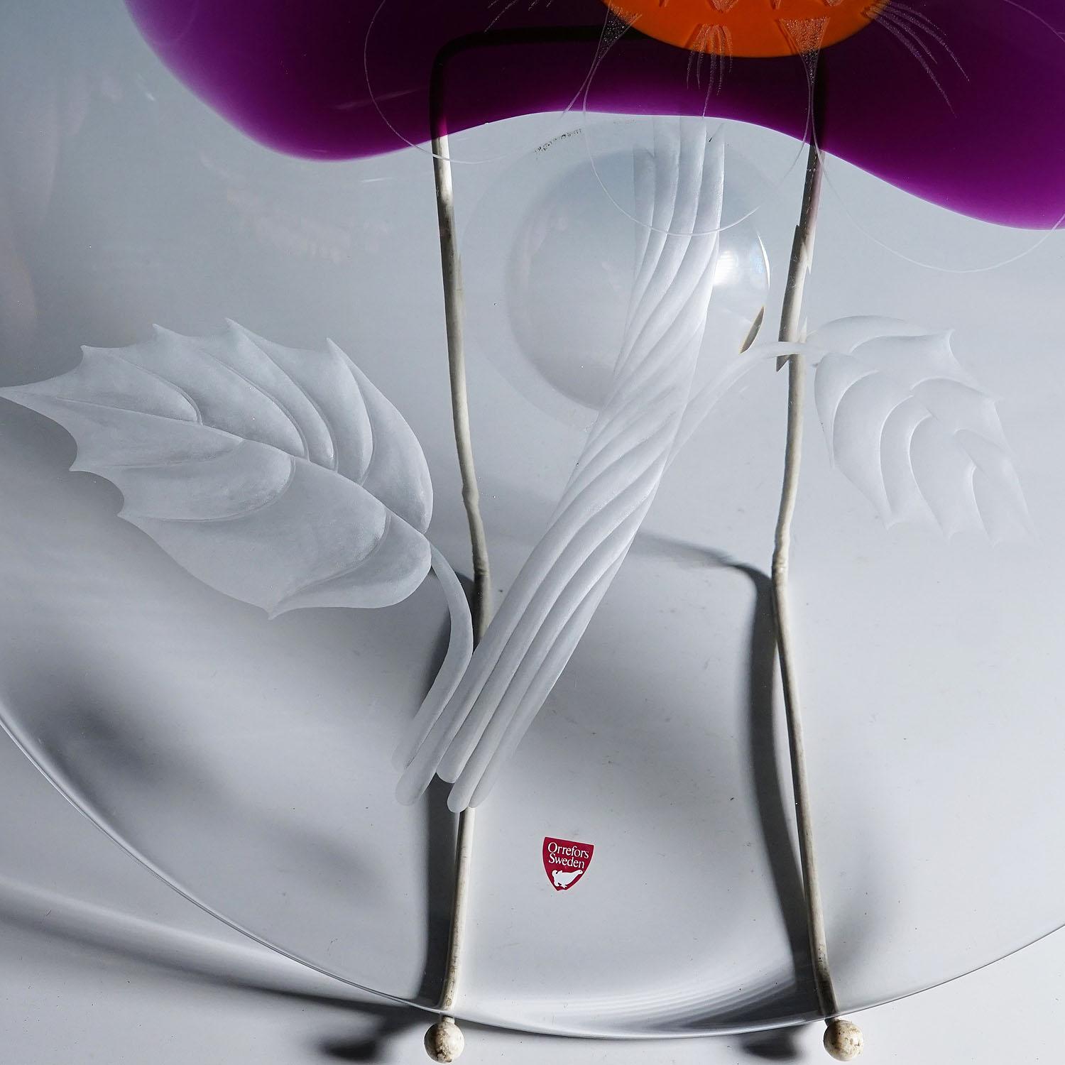 Mid-Century Modern Expo Art Glass Plate by Olle Alberius for Orrefors, Sweden 1977 For Sale