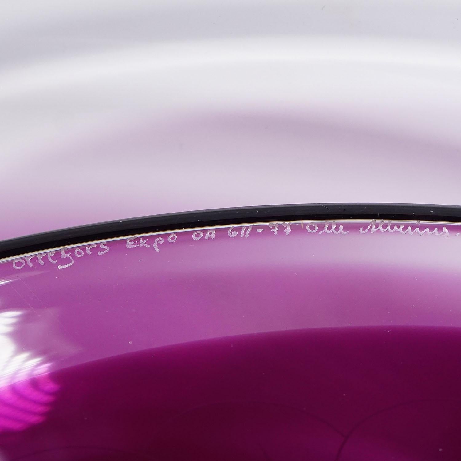 Late 20th Century Expo Art Glass Plate by Olle Alberius for Orrefors, Sweden 1977 For Sale