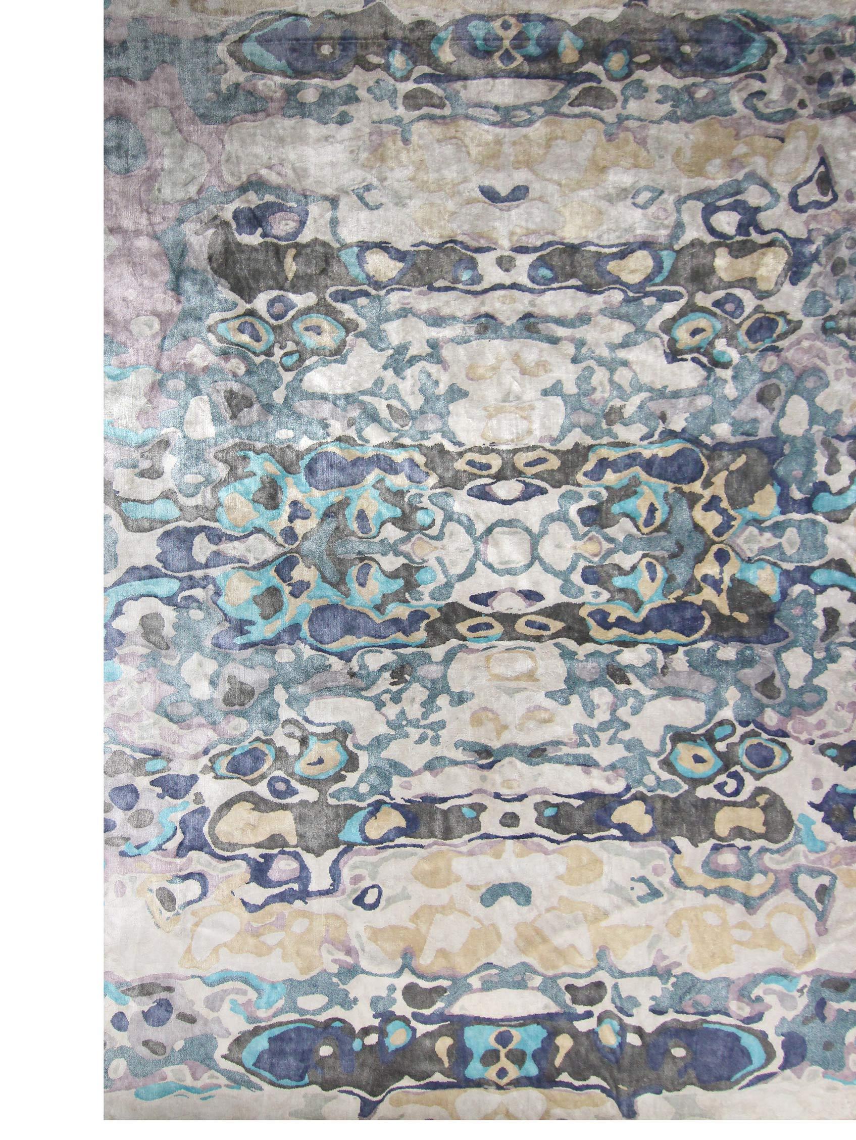 Expo hand knotted rug by Eskayel
Dimensions: D 14' x H 9.4'
Pile Height: 4 mm 
Materials: 100% Bamboo silk.

Eskayel hand knotted rugs are woven to order and can be customized in various sizes, colors, materials, and weave constructions.