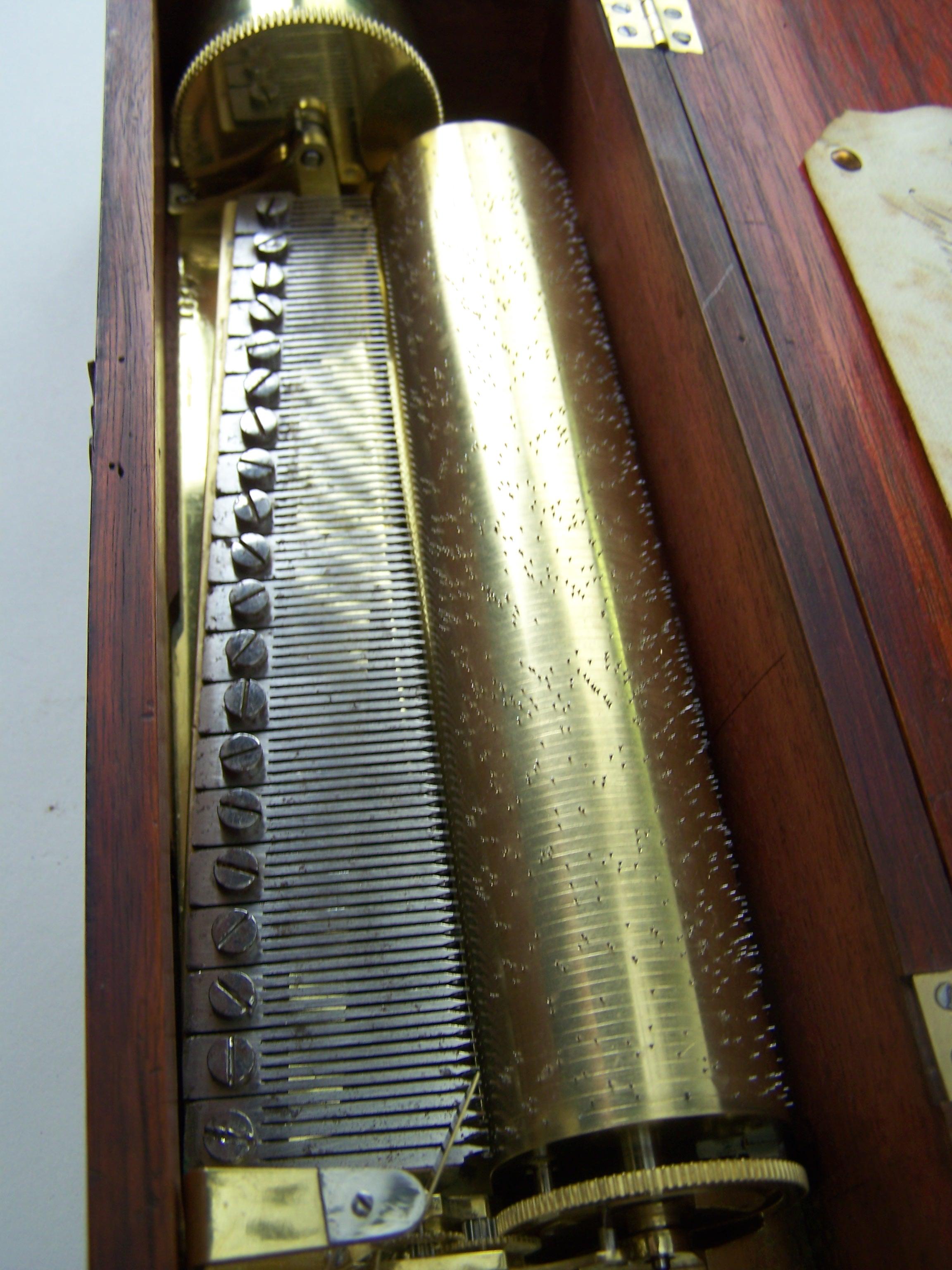 19th Century Music Box with Exposed Controls and Sectional Comb by Ducommun Girod For Sale