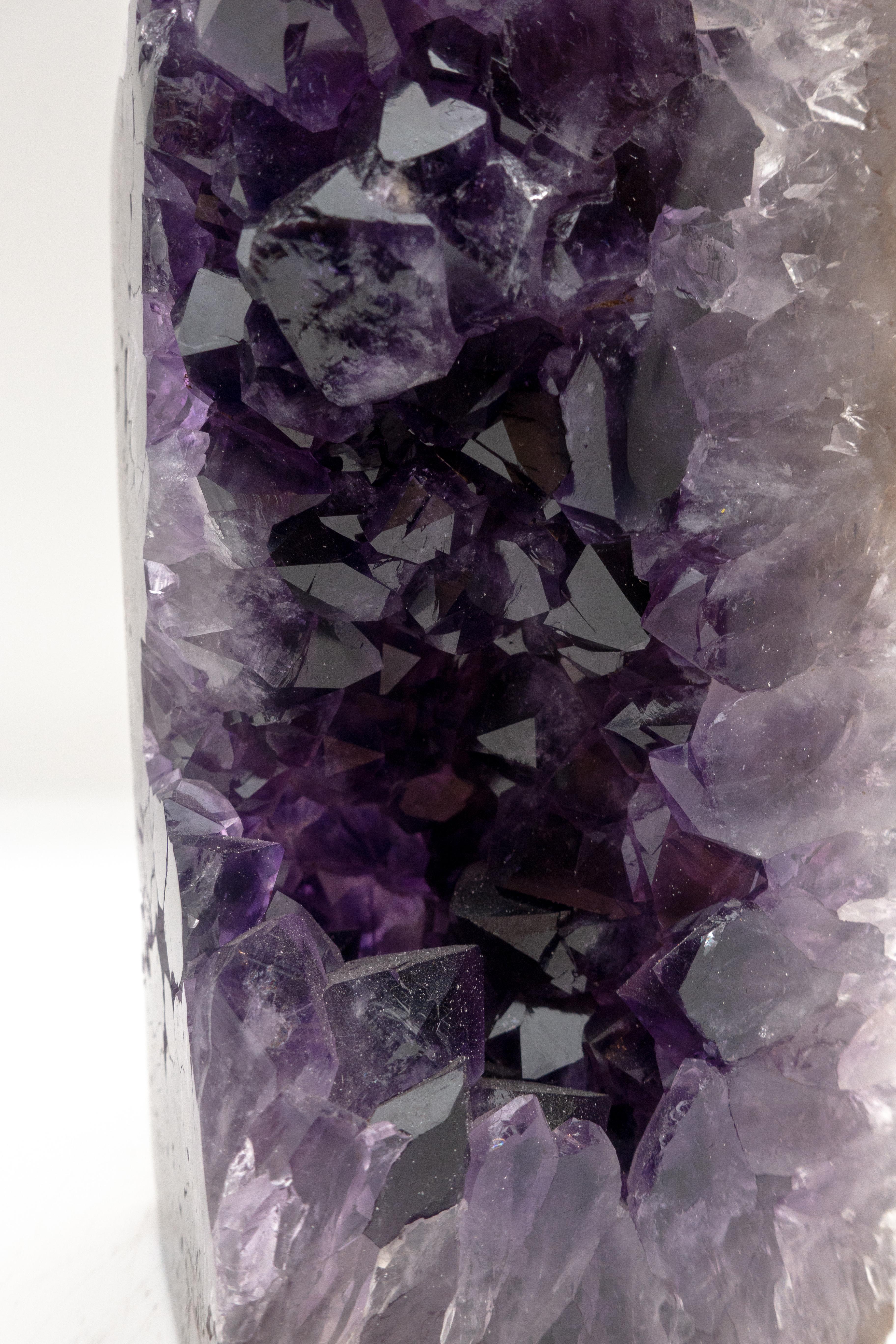 Organic Modern Exposed Core Amethyst and Agate Mineral Obelisk