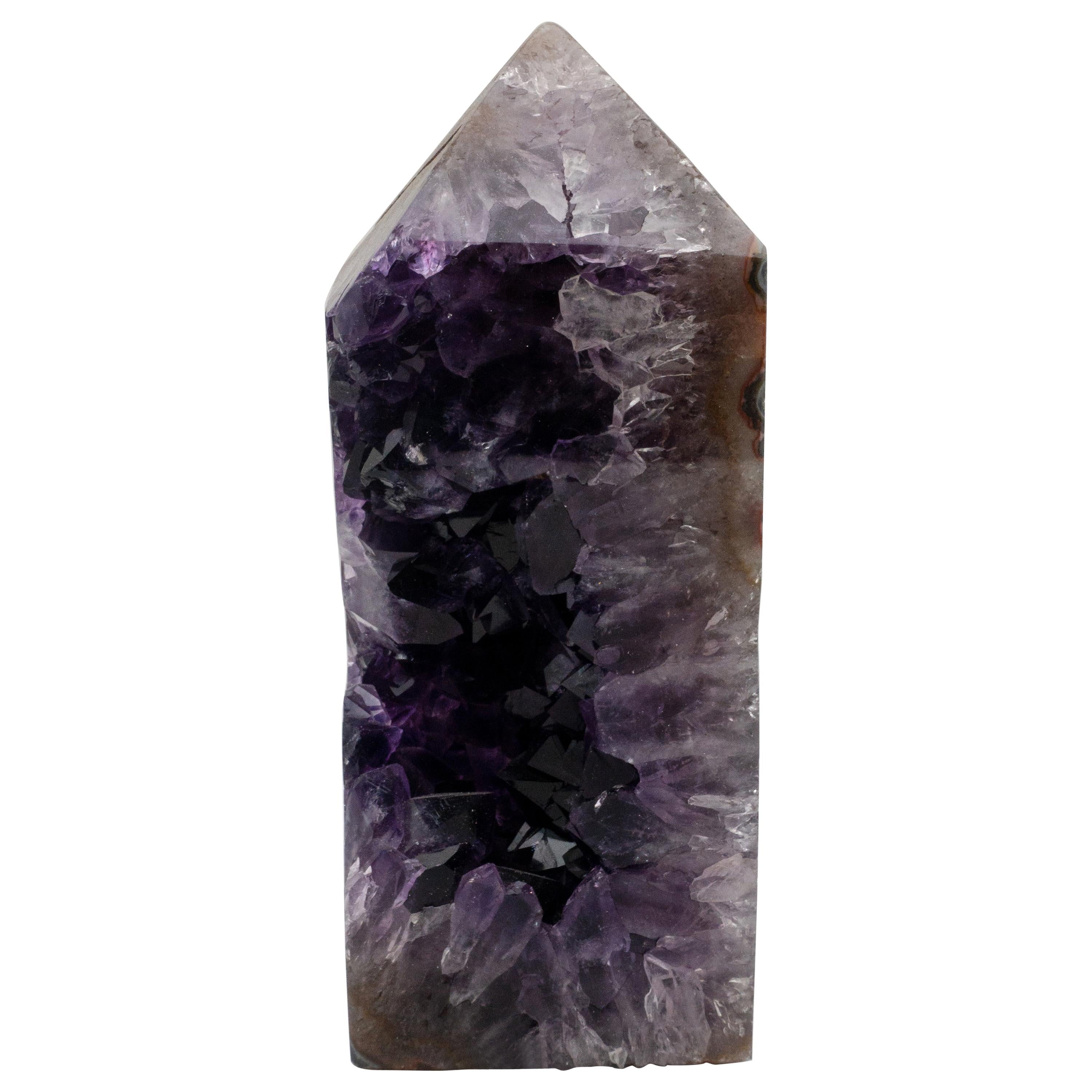 Exposed Core Amethyst and Agate Mineral Obelisk