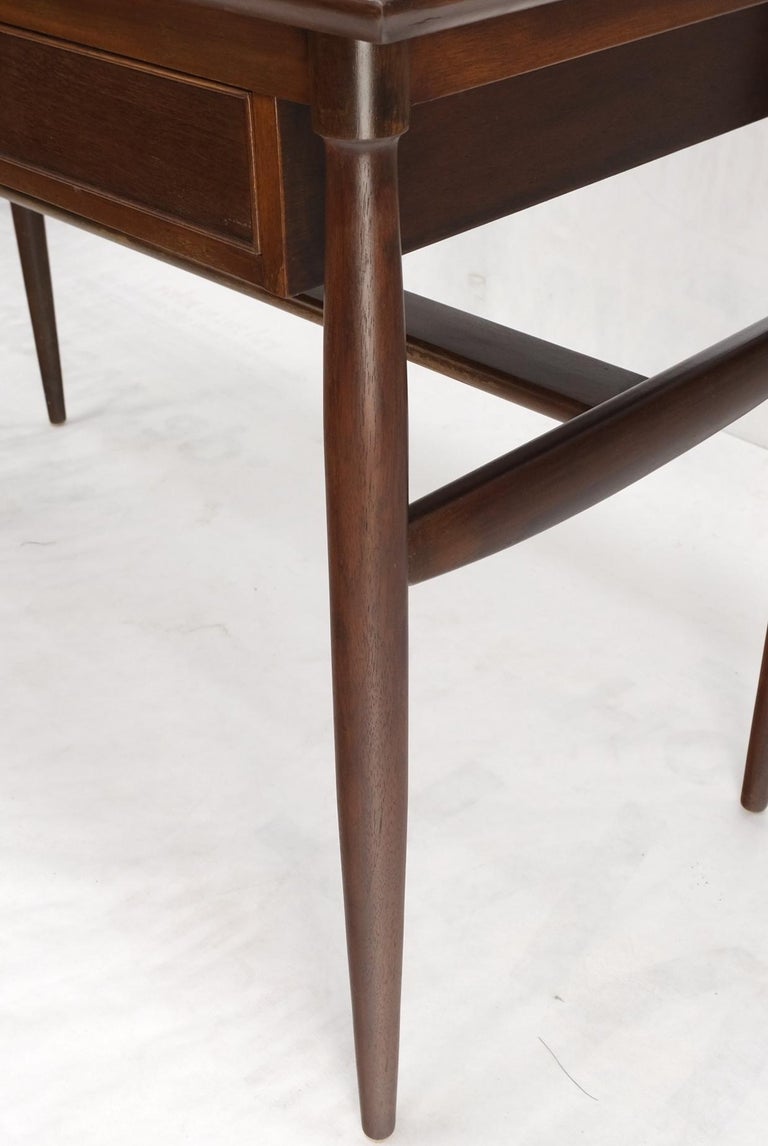 Exposed Dowel Shape Legs Floating Top 3 Drawers Walnut Desk Table