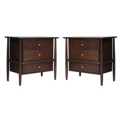 Exposed Framework Bedside Tables in Walnut by John Stuart, C. 1950s