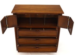Exposed Sculptural Legs Double Accordion Door Compartment 3 Drawers Gentleman's